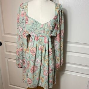 Forever 21 Pastel Floral Long Sleeve Dress